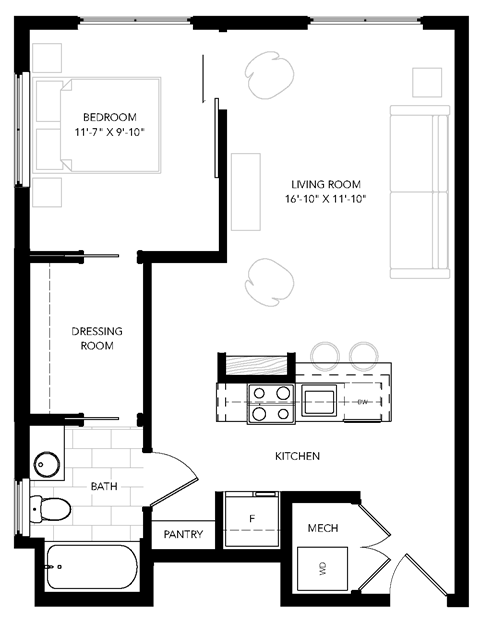 floor plan of 55 north luxury apartments to rent in the north end of boston